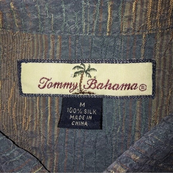 Tommy Bahama Men’s Short Sleeve Button Up Silk Shirt Green/Blue Size Medium - Picture 5 of 5